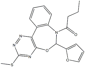 7-butyryl-6-(2-furyl)-3-(methylsulfanyl)-6,7-dihydro[1,2,4]triazino[5,6-d][3,1]benzoxazepine Struktur