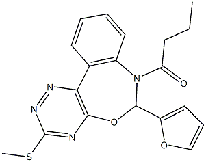 7-butyryl-6-(2-furyl)-3-(methylsulfanyl)-6,7-dihydro[1,2,4]triazino[5,6-d][3,1]benzoxazepine 化学構造式