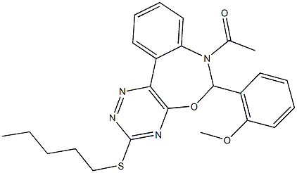 2-[7-acetyl-3-(pentylsulfanyl)-6,7-dihydro[1,2,4]triazino[5,6-d][3,1]benzoxazepin-6-yl]phenyl methyl ether|