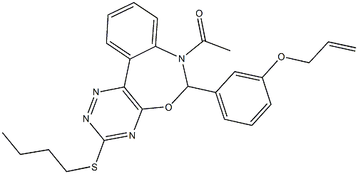 3-[7-acetyl-3-(butylsulfanyl)-6,7-dihydro[1,2,4]triazino[5,6-d][3,1]benzoxazepin-6-yl]phenyl allyl ether 结构式