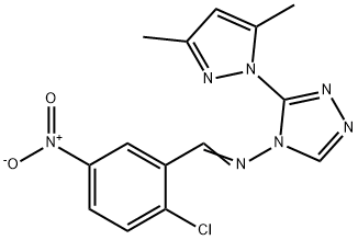 4-({2-chloro-5-nitrobenzylidene}amino)-3-(3,5-dimethyl-1H-pyrazol-1-yl)-4H-1,2,4-triazole,442644-56-6,结构式