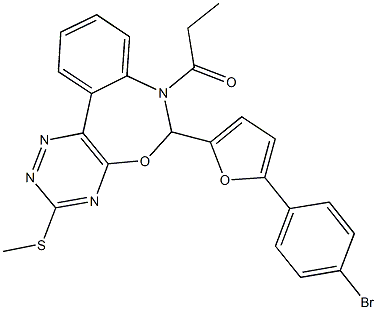 6-[5-(4-bromophenyl)-2-furyl]-3-(methylsulfanyl)-7-propionyl-6,7-dihydro[1,2,4]triazino[5,6-d][3,1]benzoxazepine,442645-17-2,结构式