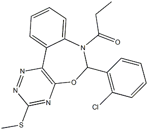 6-(2-chlorophenyl)-7-propionyl-6,7-dihydro[1,2,4]triazino[5,6-d][3,1]benzoxazepin-3-yl methyl sulfide,442645-19-4,结构式