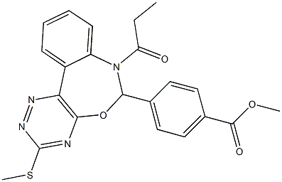 methyl 4-[3-(methylsulfanyl)-7-propionyl-6,7-dihydro[1,2,4]triazino[5,6-d][3,1]benzoxazepin-6-yl]benzoate Structure