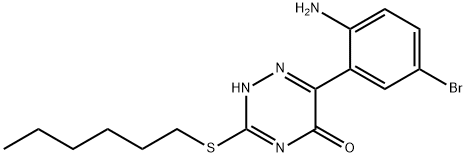 6-(2-amino-5-bromophenyl)-3-(hexylsulfanyl)-1,2,4-triazin-5-ol Structure