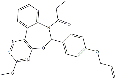 6-[4-(allyloxy)phenyl]-3-(methylsulfanyl)-7-propionyl-6,7-dihydro[1,2,4]triazino[5,6-d][3,1]benzoxazepine 结构式