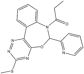 3-(methylsulfanyl)-7-propionyl-6-(2-pyridinyl)-6,7-dihydro[1,2,4]triazino[5,6-d][3,1]benzoxazepine 化学構造式