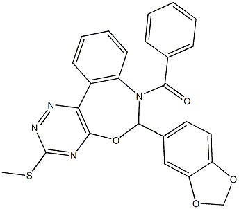 6-(1,3-benzodioxol-5-yl)-7-benzoyl-6,7-dihydro[1,2,4]triazino[5,6-d][3,1]benzoxazepin-3-yl methyl sulfide|