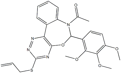 7-acetyl-3-(allylsulfanyl)-6-(2,3,4-trimethoxyphenyl)-6,7-dihydro[1,2,4]triazino[5,6-d][3,1]benzoxazepine Structure