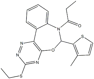 ethyl 6-(3-methyl-2-thienyl)-7-propionyl-6,7-dihydro[1,2,4]triazino[5,6-d][3,1]benzoxazepin-3-yl sulfide|