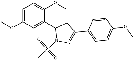 5-(2,5-dimethoxyphenyl)-3-(4-methoxyphenyl)-1-(methylsulfonyl)-4,5-dihydro-1H-pyrazole 结构式