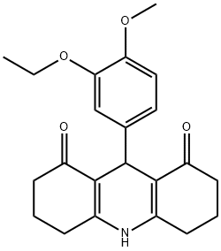 9-(3-ethoxy-4-methoxyphenyl)-3,4,6,7,9,10-hexahydro-1,8(2H,5H)-acridinedione,442652-72-4,结构式