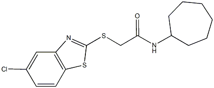 2-[(5-chloro-1,3-benzothiazol-2-yl)sulfanyl]-N-cycloheptylacetamide|