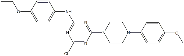 N-{4-chloro-6-[4-(4-methoxyphenyl)-1-piperazinyl]-1,3,5-triazin-2-yl}-N-(4-ethoxyphenyl)amine Struktur