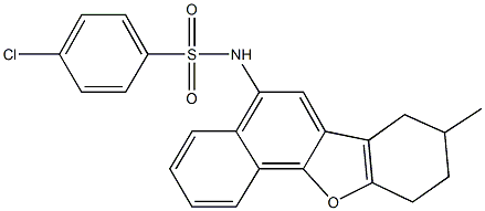 4-chloro-N-(8-methyl-7,8,9,10-tetrahydronaphtho[1,2-b][1]benzofuran-5-yl)benzenesulfonamide 结构式