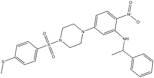 1-{4-nitro-3-[(1-phenylethyl)amino]phenyl}-4-{[4-(methylsulfanyl)phenyl]sulfonyl}piperazine Structure