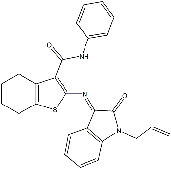 2-[(1-allyl-2-oxo-1,2-dihydro-3H-indol-3-ylidene)amino]-N-phenyl-4,5,6,7-tetrahydro-1-benzothiophene-3-carboxamide,442660-53-9,结构式