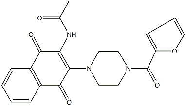 N-{3-[4-(2-furoyl)-1-piperazinyl]-1,4-dioxo-1,4-dihydro-2-naphthalenyl}acetamide Struktur