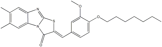 2-[4-(heptyloxy)-3-methoxybenzylidene]-6,7-dimethyl[1,3]thiazolo[3,2-a]benzimidazol-3(2H)-one Structure