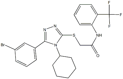 2-{[5-(3-bromophenyl)-4-cyclohexyl-4H-1,2,4-triazol-3-yl]sulfanyl}-N-[2-(trifluoromethyl)phenyl]acetamide Struktur