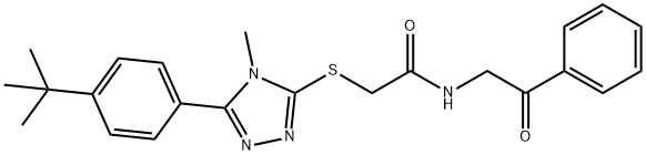 2-{[5-(4-tert-butylphenyl)-4-methyl-4H-1,2,4-triazol-3-yl]sulfanyl}-N-(2-oxo-2-phenylethyl)acetamide Struktur