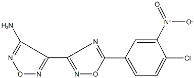 3-(4-amino-1,2,5-oxadiazol-3-yl)-5-{4-chloro-3-nitrophenyl}-1,2,4-oxadiazole 化学構造式