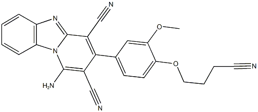 1-amino-3-[4-(3-cyanopropoxy)-3-methoxyphenyl]pyrido[1,2-a]benzimidazole-2,4-dicarbonitrile Structure