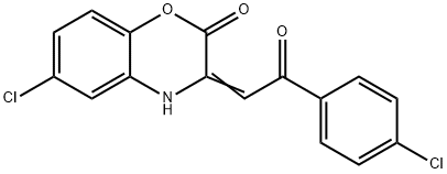 6-chloro-3-[2-(4-chlorophenyl)-2-oxoethylidene]-3,4-dihydro-2H-1,4-benzoxazin-2-one Structure