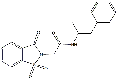 2-(1,1-dioxido-3-oxo-1,2-benzisothiazol-2(3H)-yl)-N-(1-methyl-2-phenylethyl)acetamide Struktur