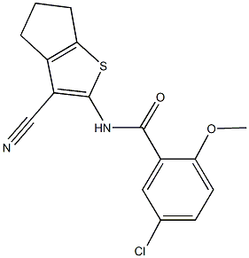 5-chloro-N-(3-cyano-5,6-dihydro-4H-cyclopenta[b]thien-2-yl)-2-methoxybenzamide Structure