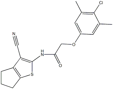 2-(4-chloro-3,5-dimethylphenoxy)-N-(3-cyano-5,6-dihydro-4H-cyclopenta[b]thien-2-yl)acetamide 结构式