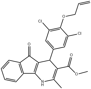 methyl 4-[4-(allyloxy)-3,5-dichlorophenyl]-2-methyl-5-oxo-4,5-dihydro-1H-indeno[1,2-b]pyridine-3-carboxylate 化学構造式
