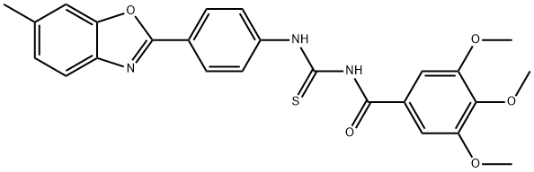 N-[4-(6-methyl-1,3-benzoxazol-2-yl)phenyl]-N'-(3,4,5-trimethoxybenzoyl)thiourea Struktur