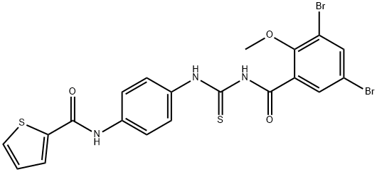 N-[4-({[(3,5-dibromo-2-methoxybenzoyl)amino]carbothioyl}amino)phenyl]-2-thiophenecarboxamide Struktur