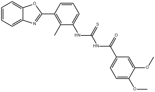 N-[3-(1,3-benzoxazol-2-yl)-2-methylphenyl]-N'-(3,4-dimethoxybenzoyl)thiourea Structure