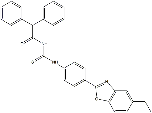 N-(diphenylacetyl)-N'-[4-(5-ethyl-1,3-benzoxazol-2-yl)phenyl]thiourea 结构式