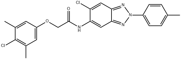 2-(4-chloro-3,5-dimethylphenoxy)-N-[6-chloro-2-(4-methylphenyl)-2H-1,2,3-benzotriazol-5-yl]acetamide Structure