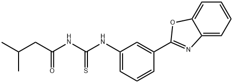 N-[3-(1,3-benzoxazol-2-yl)phenyl]-N'-(3-methylbutanoyl)thiourea Struktur