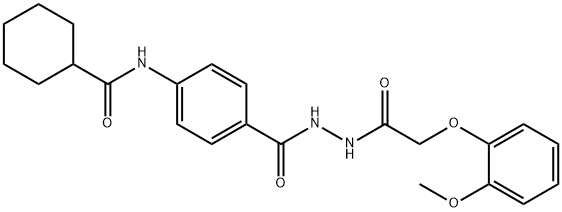 N-[4-({2-[(2-methoxyphenoxy)acetyl]hydrazino}carbonyl)phenyl]cyclohexanecarboxamide Structure