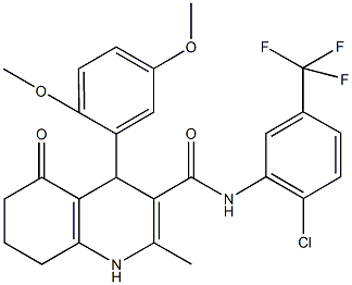 N-[2-chloro-5-(trifluoromethyl)phenyl]-4-(2,5-dimethoxyphenyl)-2-methyl-5-oxo-1,4,5,6,7,8-hexahydro-3-quinolinecarboxamide Struktur