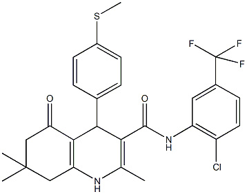 N-[2-chloro-5-(trifluoromethyl)phenyl]-2,7,7-trimethyl-4-[4-(methylsulfanyl)phenyl]-5-oxo-1,4,5,6,7,8-hexahydro-3-quinolinecarboxamide Structure