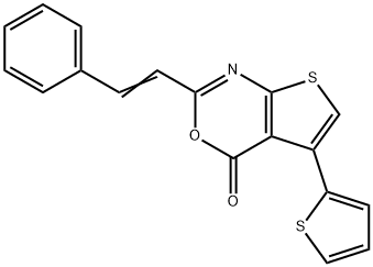 2-(2-phenylvinyl)-5-(2-thienyl)-4H-thieno[2,3-d][1,3]oxazin-4-one,443320-16-9,结构式