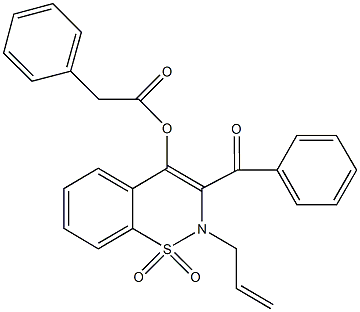 2-allyl-3-benzoyl-1,1-dioxido-2H-1,2-benzothiazin-4-yl phenylacetate 化学構造式