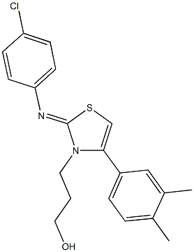 3-(2-[(4-chlorophenyl)imino]-4-(3,4-dimethylphenyl)-1,3-thiazol-3(2H)-yl)-1-propanol,443331-18-8,结构式