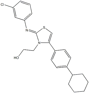 2-(2-[(3-chlorophenyl)imino]-4-(4-cyclohexylphenyl)-1,3-thiazol-3(2H)-yl)ethanol 化学構造式