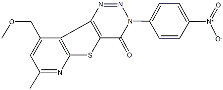 3-{4-nitrophenyl}-9-(methoxymethyl)-7-methylpyrido[3',2':4,5]thieno[3,2-d][1,2,3]triazin-4(3H)-one Struktur