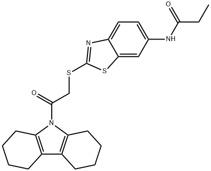 N-(2-{[2-(1,2,3,4,5,6,7,8-octahydro-9H-carbazol-9-yl)-2-oxoethyl]sulfanyl}-1,3-benzothiazol-6-yl)propanamide Structure