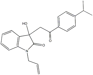 1-allyl-3-hydroxy-3-[2-(4-isopropylphenyl)-2-oxoethyl]-1,3-dihydro-2H-indol-2-one 化学構造式