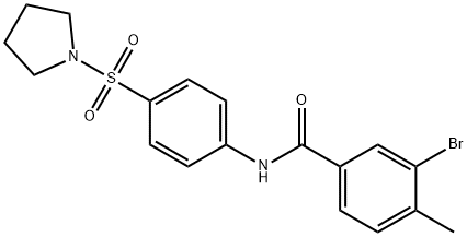 3-bromo-4-methyl-N-[4-(pyrrolidin-1-ylsulfonyl)phenyl]benzamide,443635-84-5,结构式