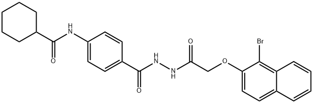 N-{4-[(2-{[(1-bromo-2-naphthyl)oxy]acetyl}hydrazino)carbonyl]phenyl}cyclohexanecarboxamide Structure